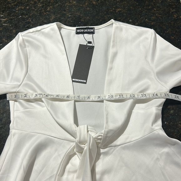 **5 MORE DAYS TO MAKE OFFER** Momokrom white satin crop top - Picture 8 of 9